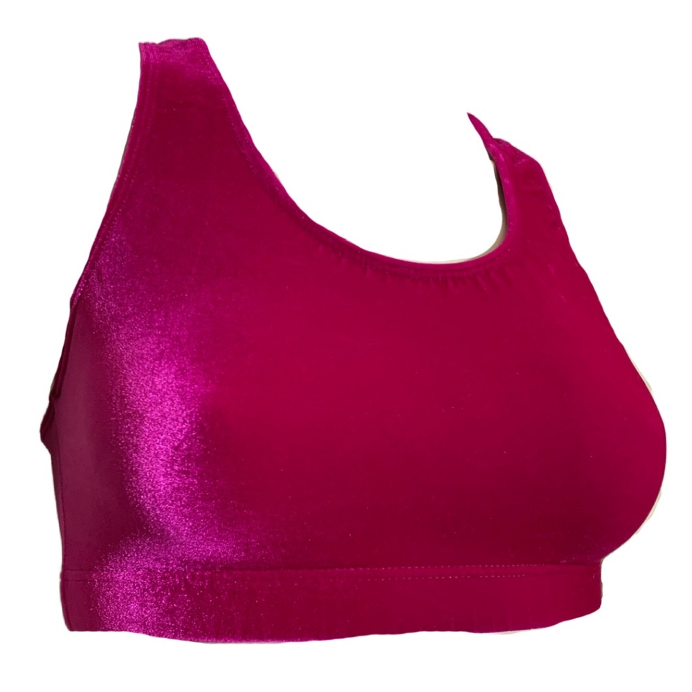 Y2K Neon Pink Velvet Racerback Bra Top S